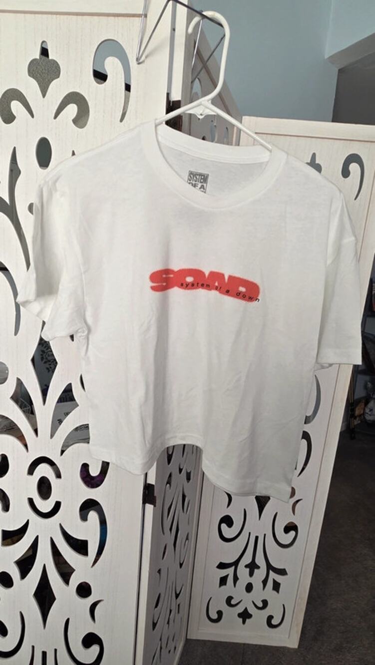 System Of A Down Cropped Tee Large Black SOAD Band Shirt Boxy Fit